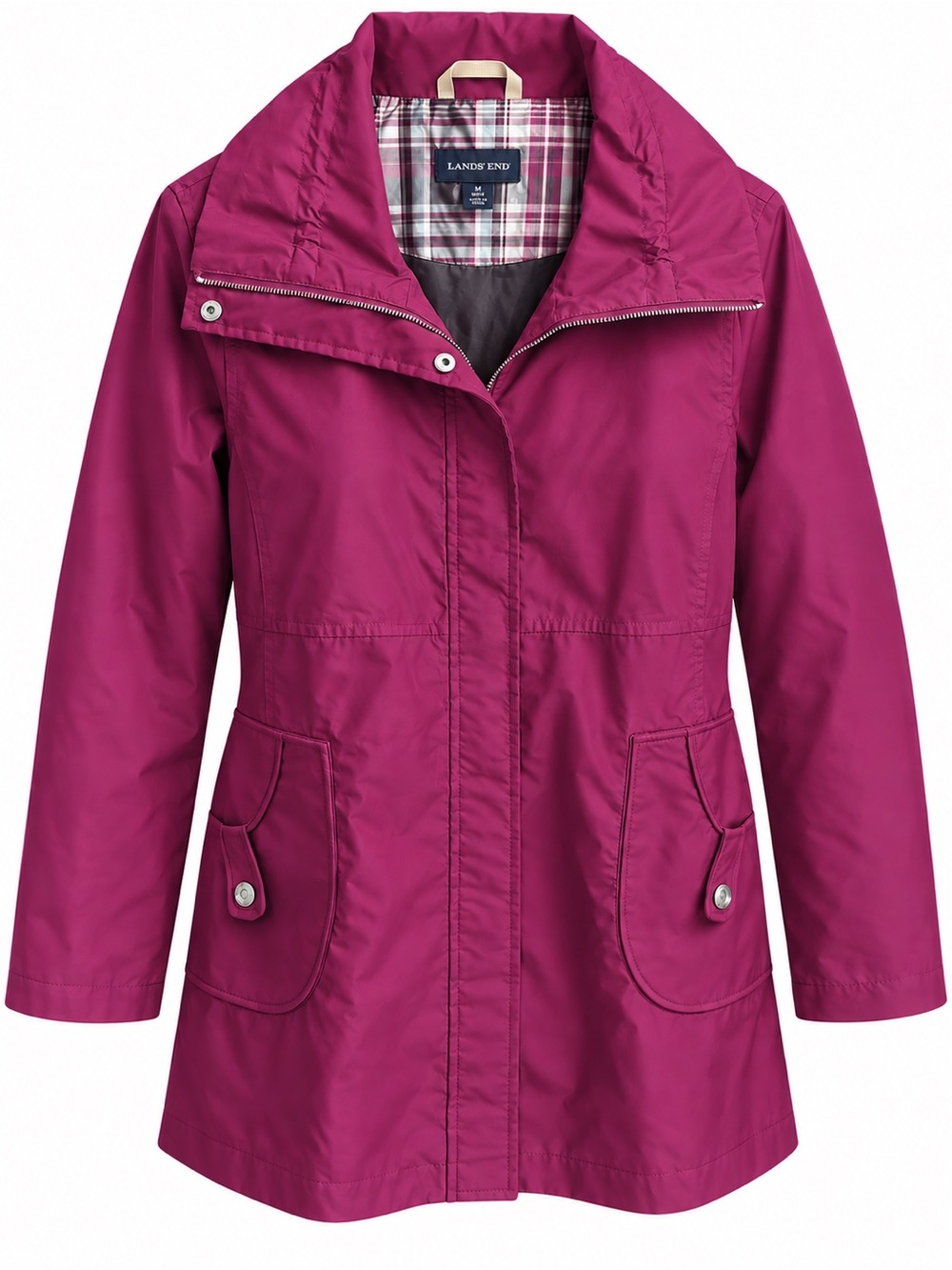 Lands' End Women's Magenta Trench Coat with Hood